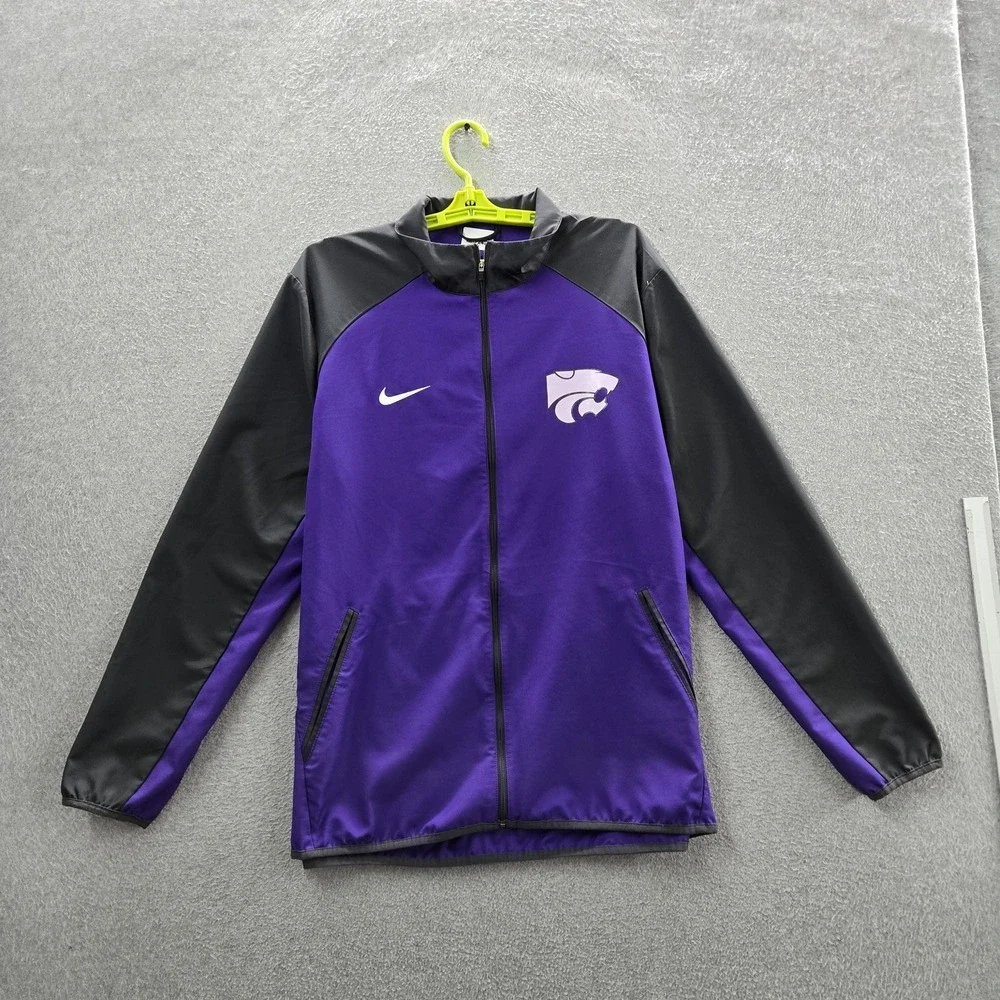 Kansas State Wildcats Men Jacket SMALL Purple Track Embroidered‎ Nike Team Logo
